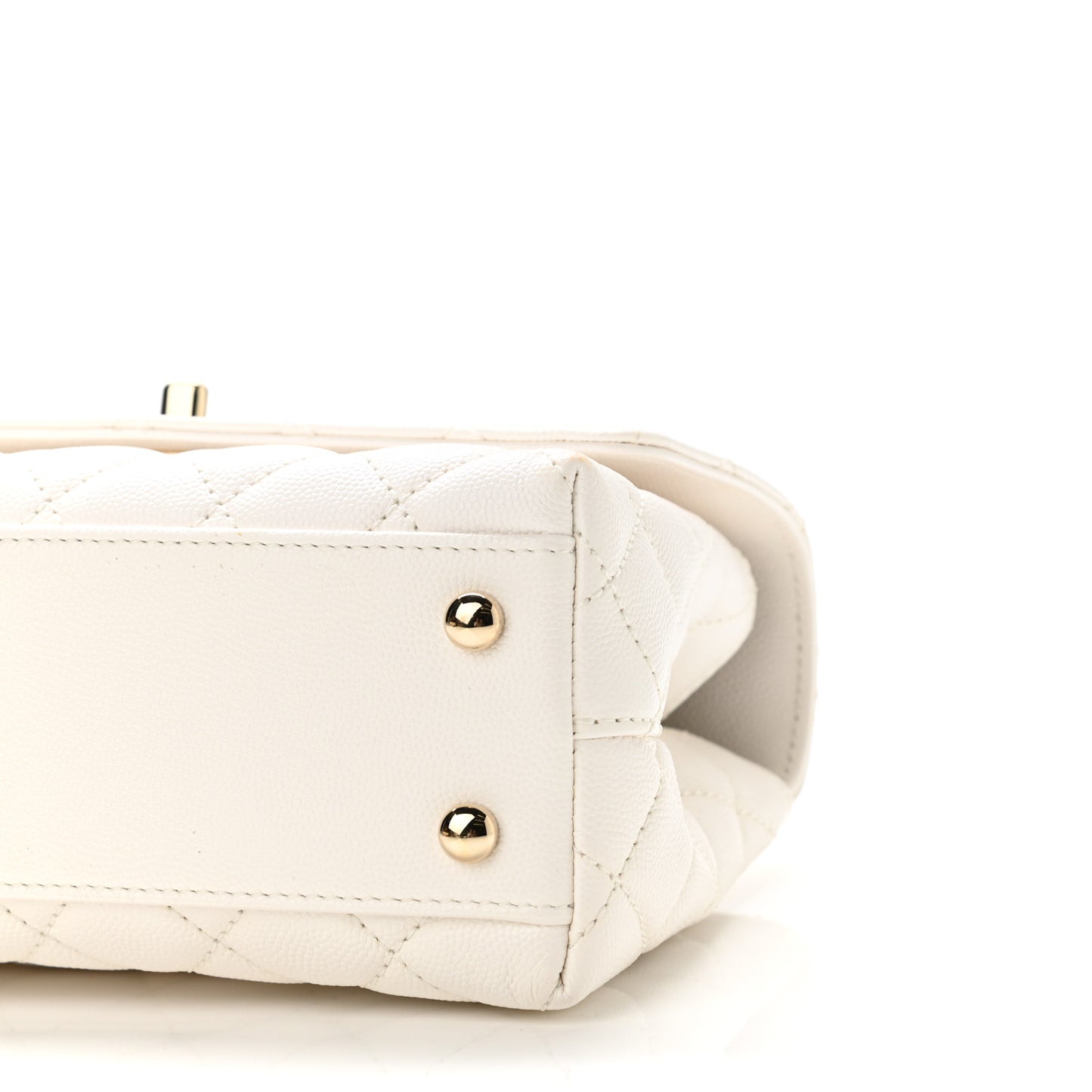 Caviar Quilted Mini Coco Handle Flap White