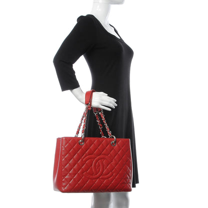 Chanel Caviar Quilted Grand Shopping Tote GST Red 2 of 12