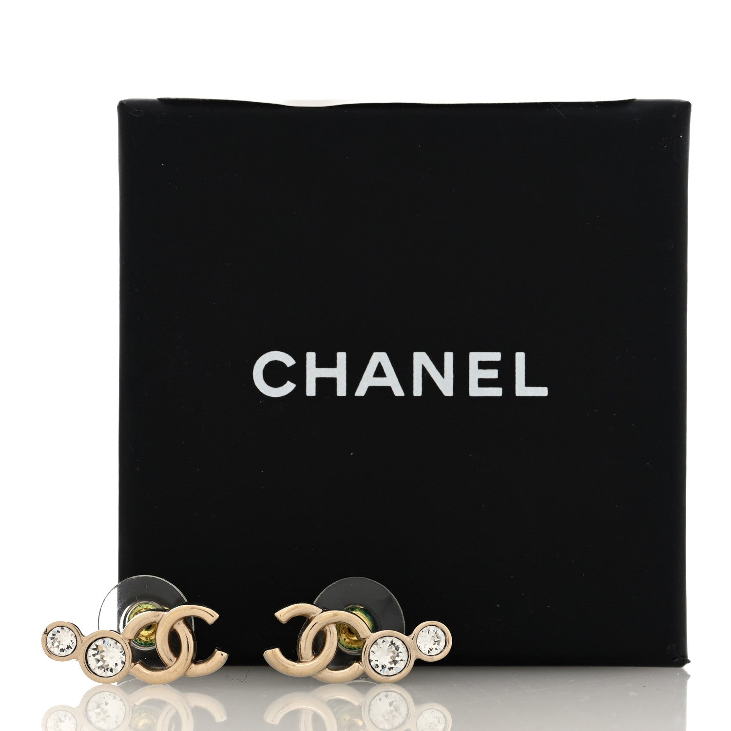 Chanel Metal Crystal CC Climber Earrings Gold 5 of 5