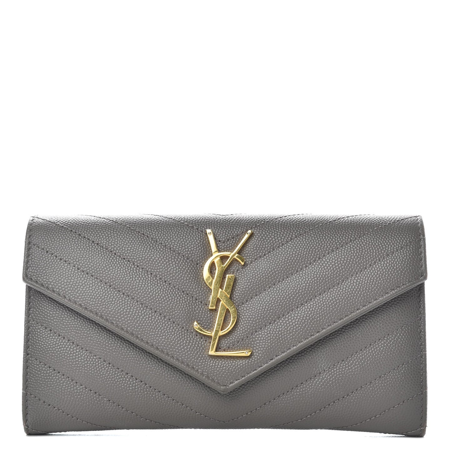 Grain De Poudre Matelasse Chevron Monogram Flap Wallet Fog