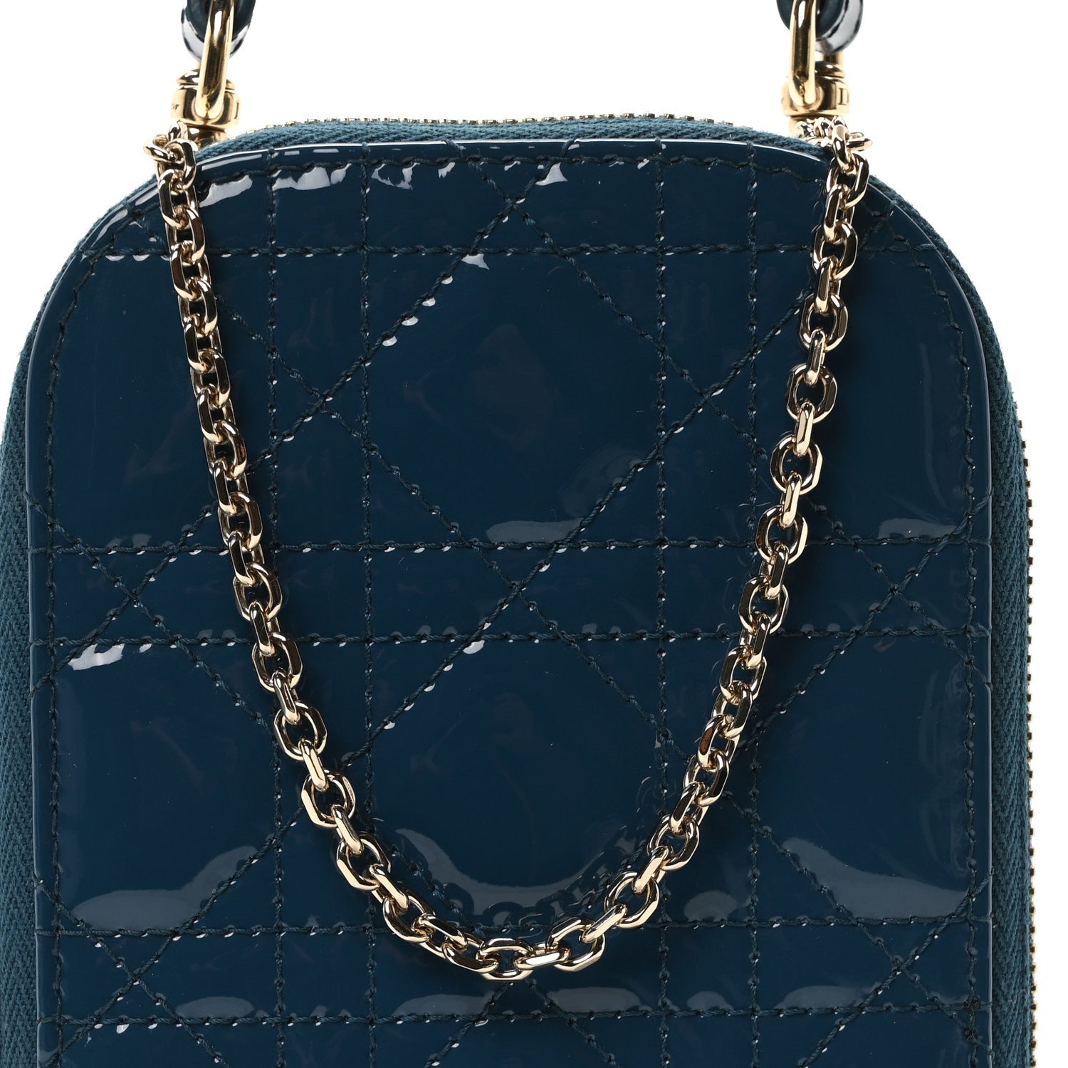 Christian Dior Patent Cannage Lady Dior Phone Holder Dior Blue 7 of 9