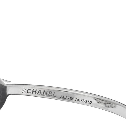 Chanel 18K White Gold Diamond Small Bouton de Camelia Ring 52 6 4 of 5