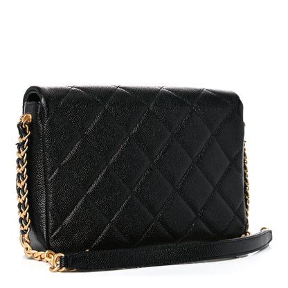 Chanel Shiny Caviar Quilted Small Chain Melody Flap Black 3 of 10