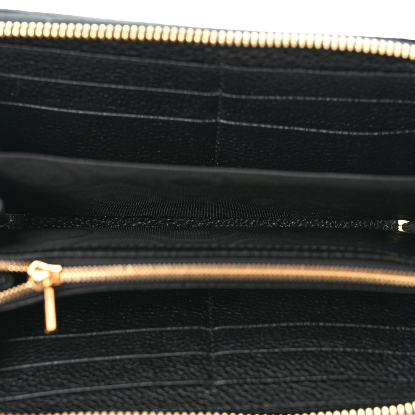 Grainy Calfskin Zumi Zip Around Wallet Black