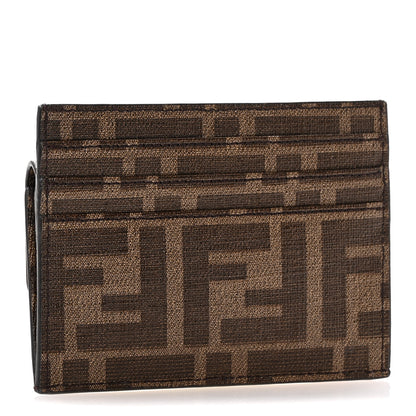 Fendi Glazed Fabric Vitello Liberty FF 1974 Logo Hairdo Girls Inlay Fold Over Card Holder Wallet Mogano Panna Multicolor 3 of 8