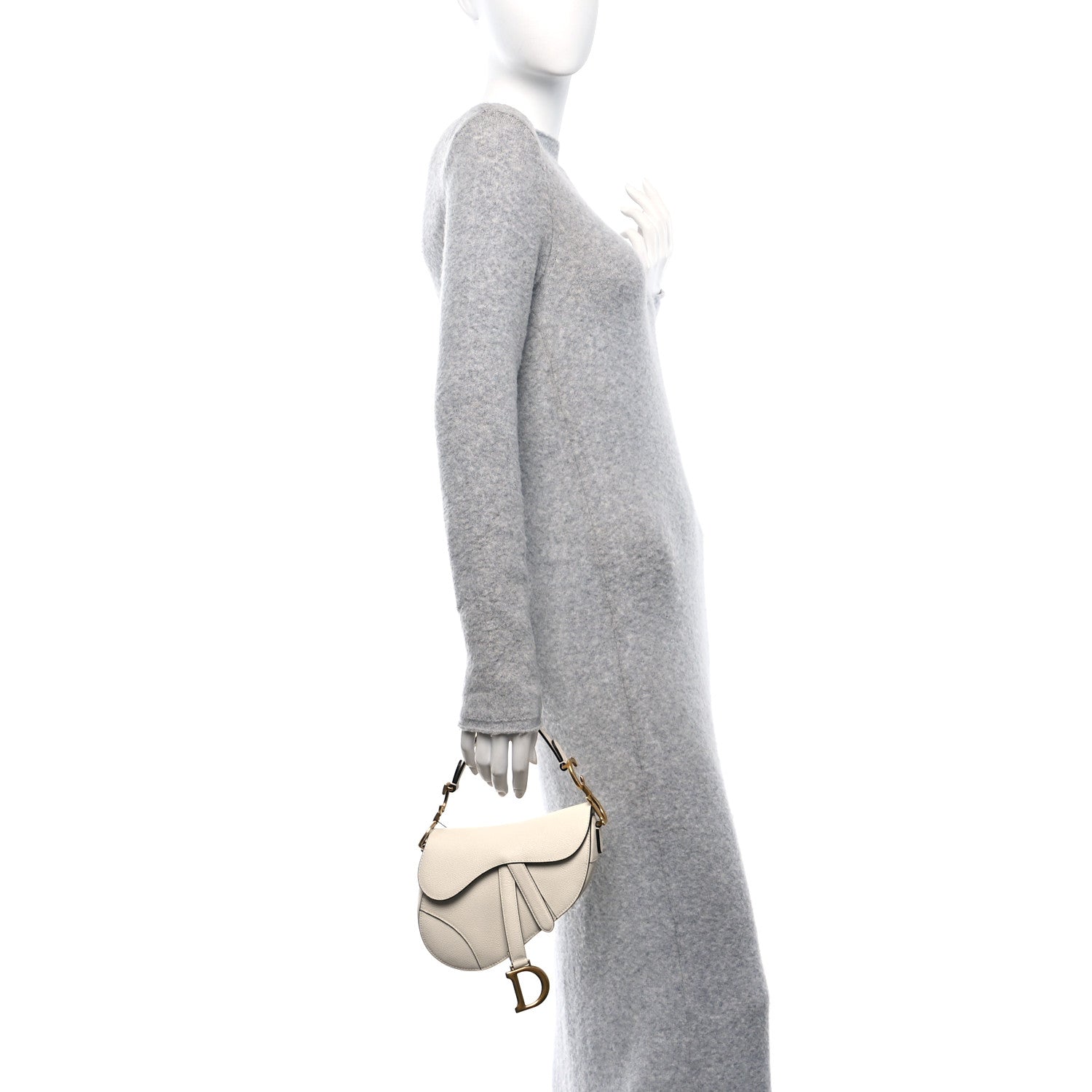 Christian Dior Grained Calfskin Mini Saddle Bag White 2 of 10