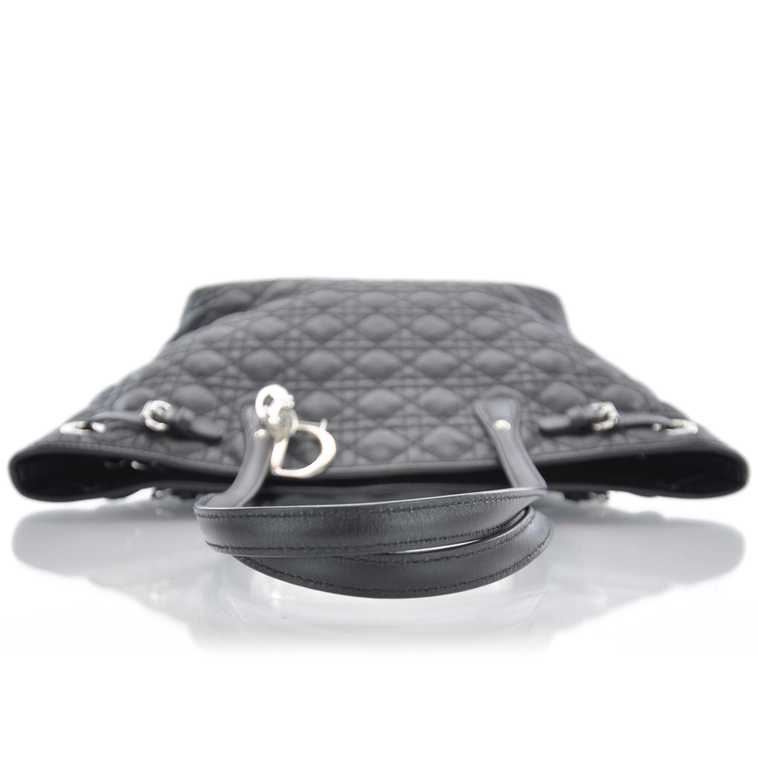 Christian Dior Coated Canvas Cannage Medium Panarea Tote Black 5 of 14