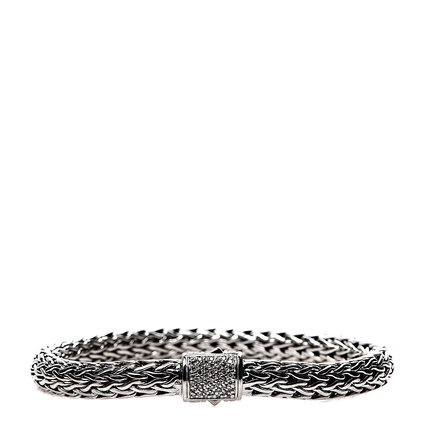 John Hardy Sterling Silver Diamond 7mm Classic Chain Bracelet M 1 of 4
