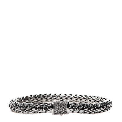 John Hardy Sterling Silver Diamond 7mm Classic Chain Bracelet M 1 of 4