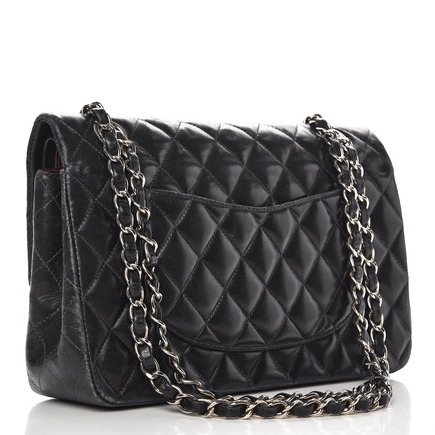 Lambskin Quilted Medium Double Flap Black