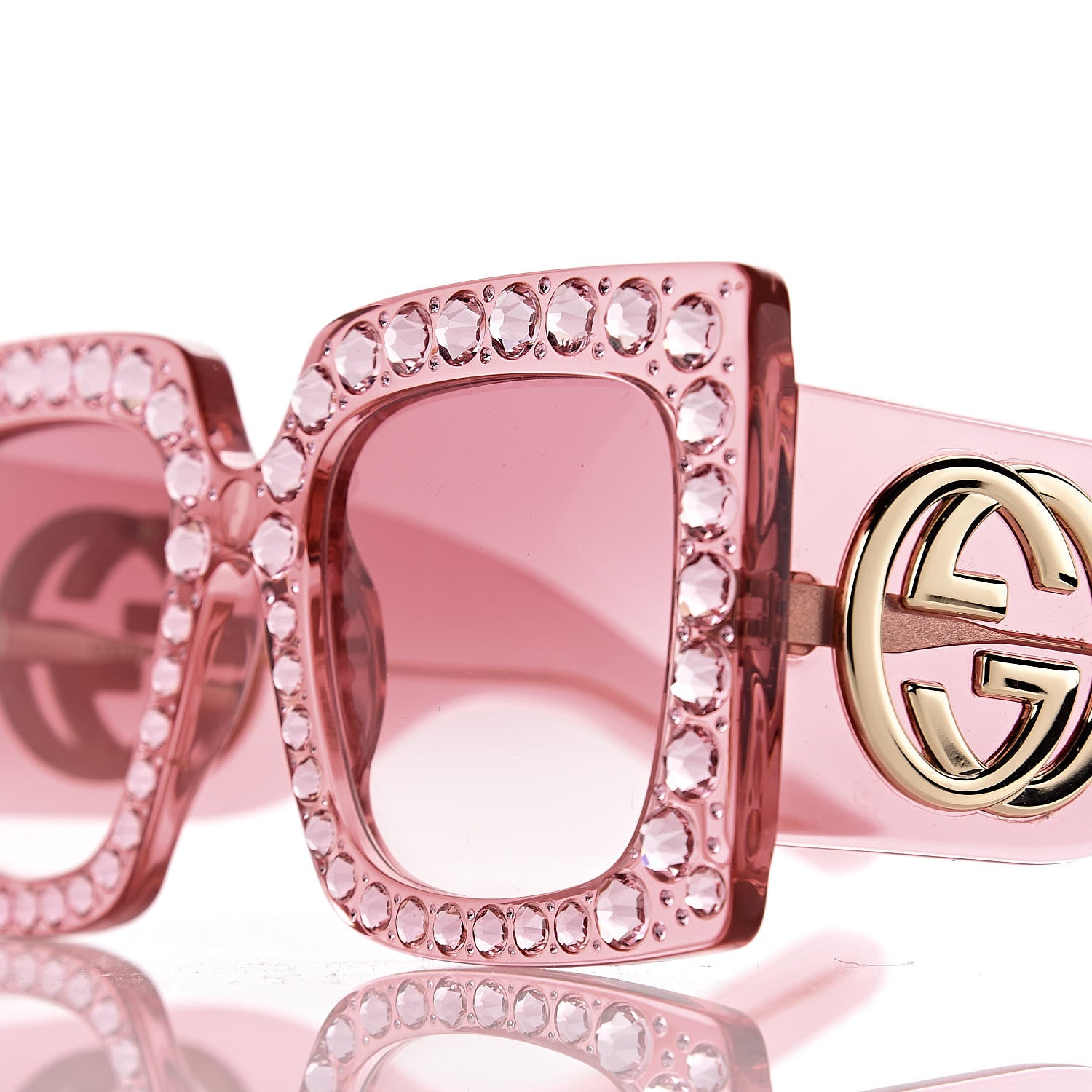 Gucci Acetate Crystal Oversize Sunglasses GG0145S Pink 7 of 9
