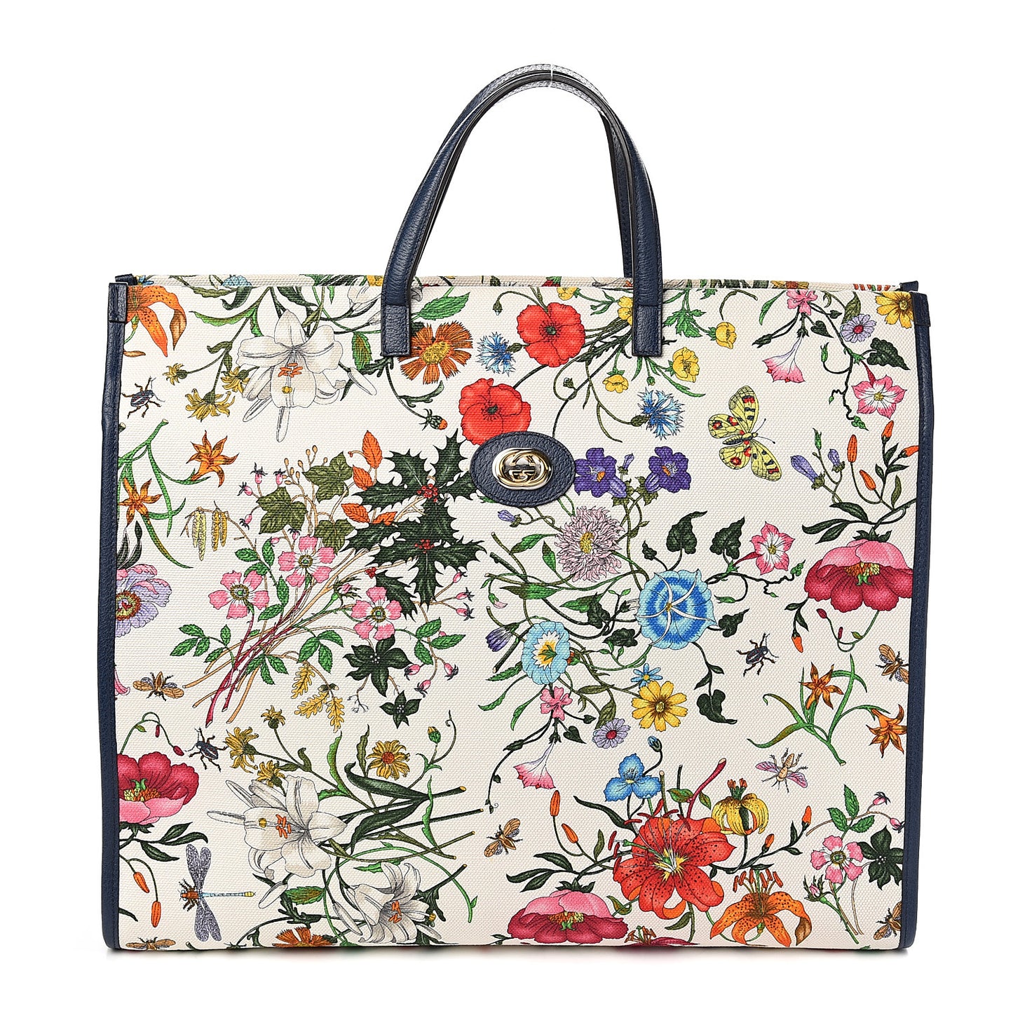 Canvas Large Flora Tote Navy Multicolor