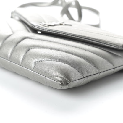 Saint Laurent Calfskin Y Quilted Monogram Loulou Flap Bag Argento 7 of 11