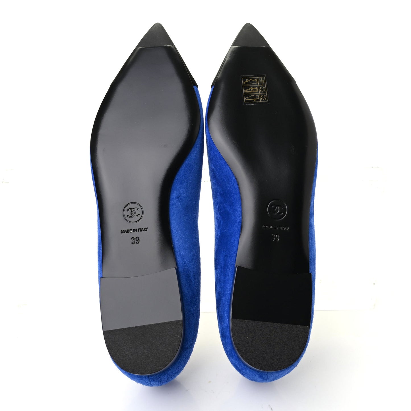 Suede Satin Cap Toe Gabrielle Ballerina Flats 39 Royal Blue Black