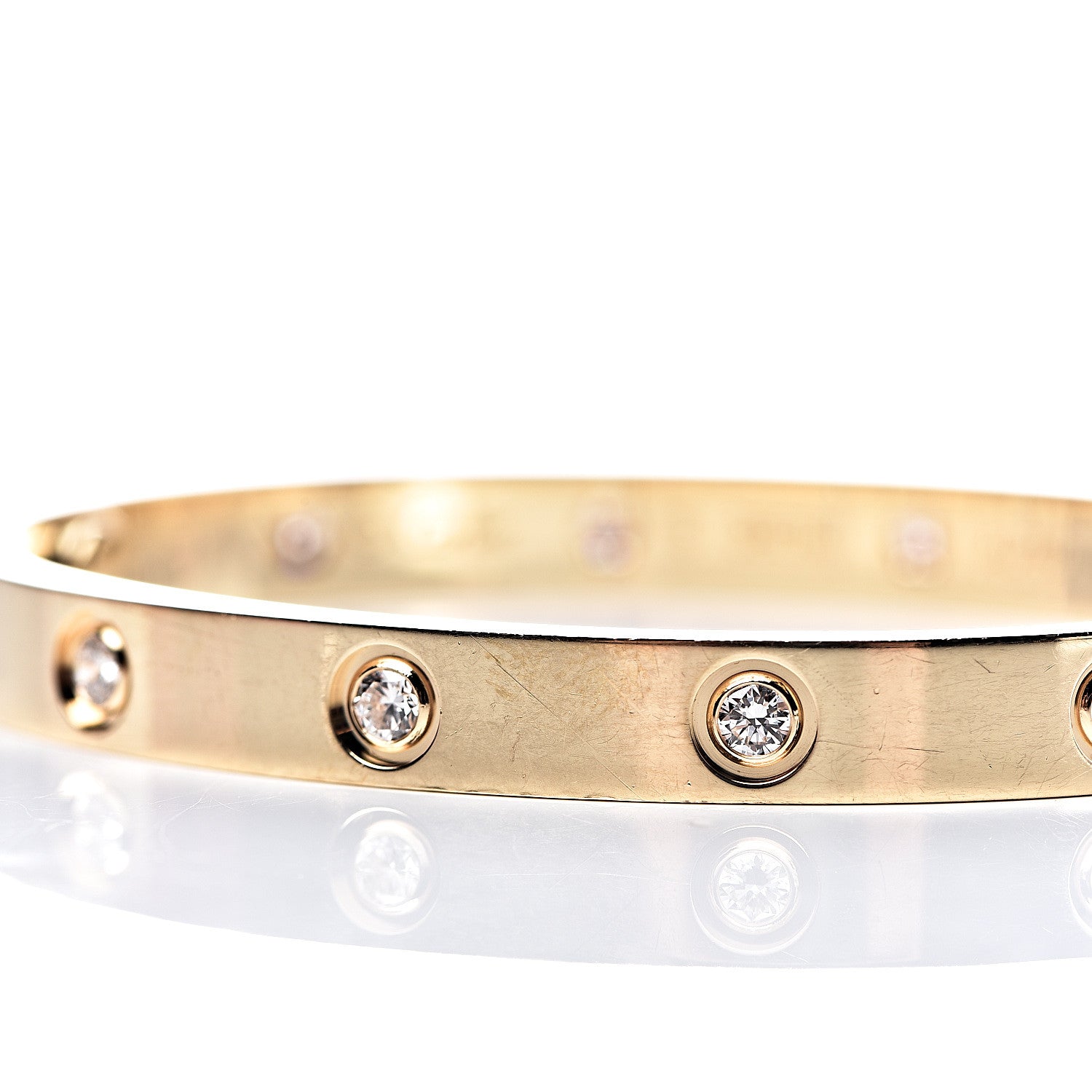 Cartier 18K Yellow Gold 10 Diamond LOVE Bracelet 16 5 of 9