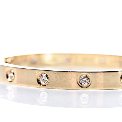 Cartier 18K Yellow Gold 10 Diamond LOVE Bracelet 16 5 of 9