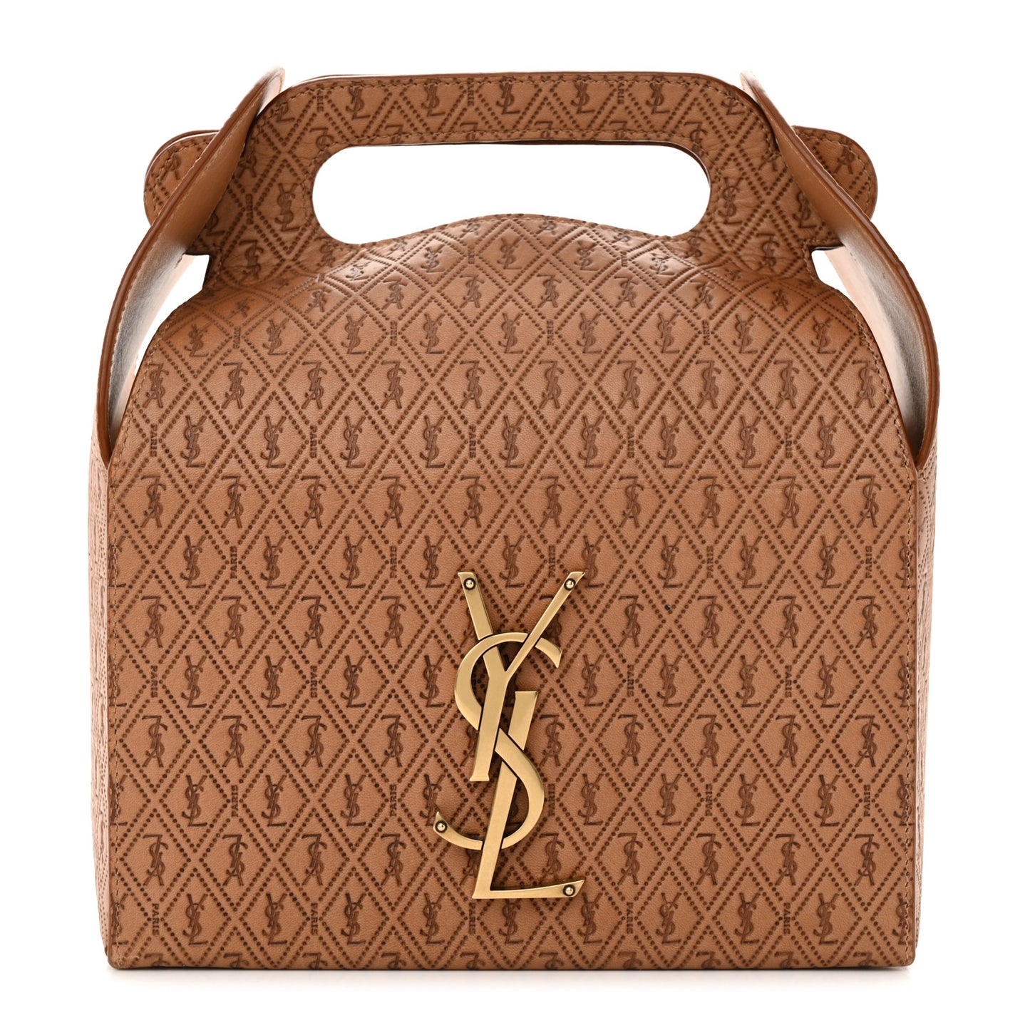 Calfskin Monogram Take Away Box Dusty Vintage Brown Gold