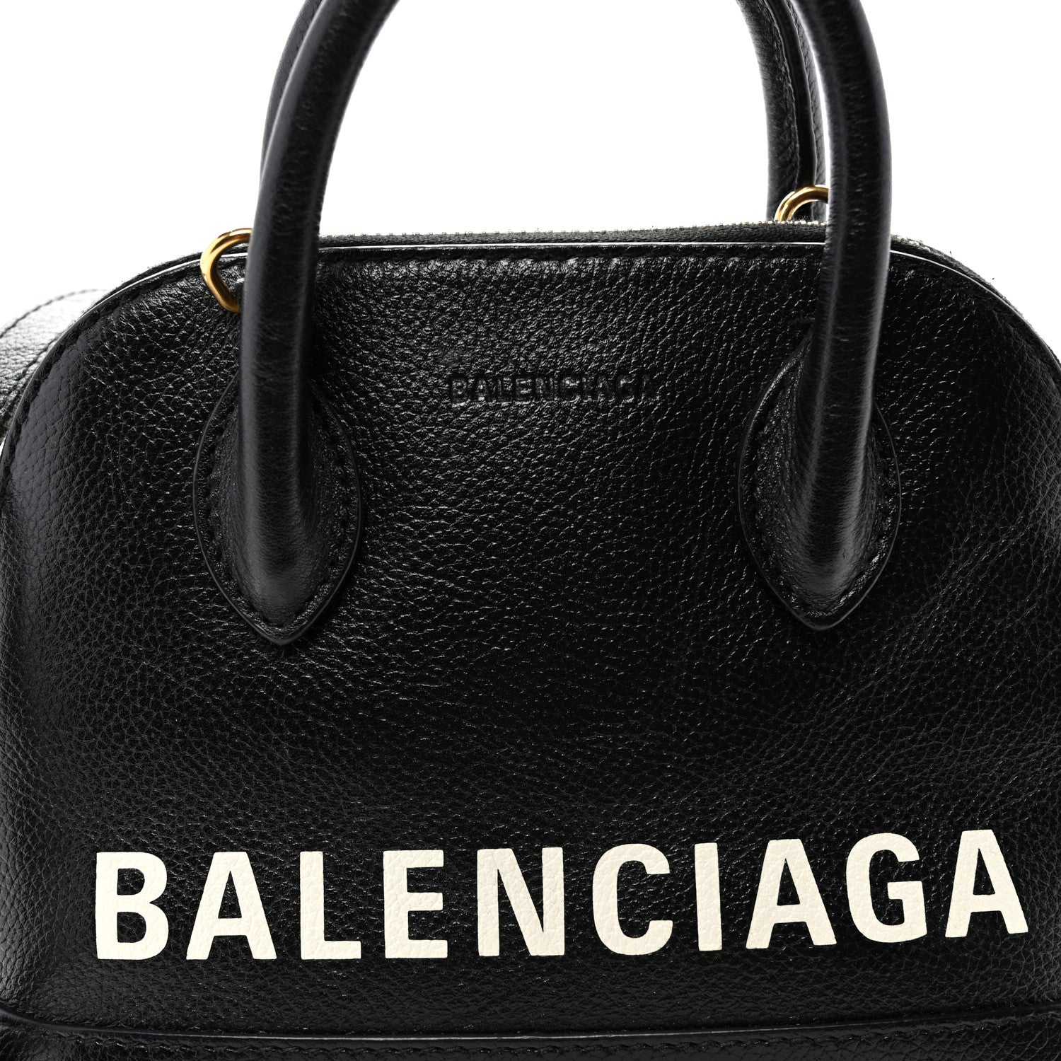 Balenciaga Signature Grained Calfskin Logo XXS Ville Top Handle Bag Black White 7 of 9