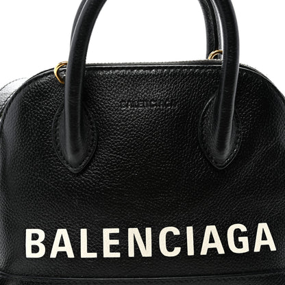 Balenciaga Signature Grained Calfskin Logo XXS Ville Top Handle Bag Black White 7 of 9