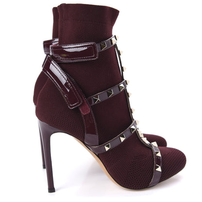 Valentino Garavani Knit Patent Rockstud Bodytech 105mm Ankle Boots 37.5 Rubin 4 of 9