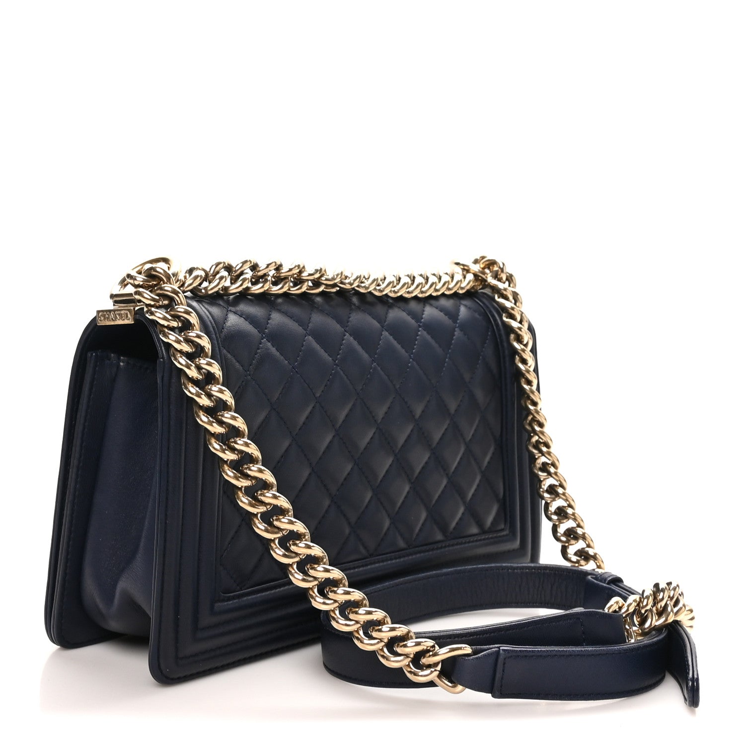 Chanel Lambskin Quilted Medium Boy Flap  Dark Navy 3 of 10