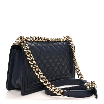 Chanel Lambskin Quilted Medium Boy Flap  Dark Navy 3 of 10