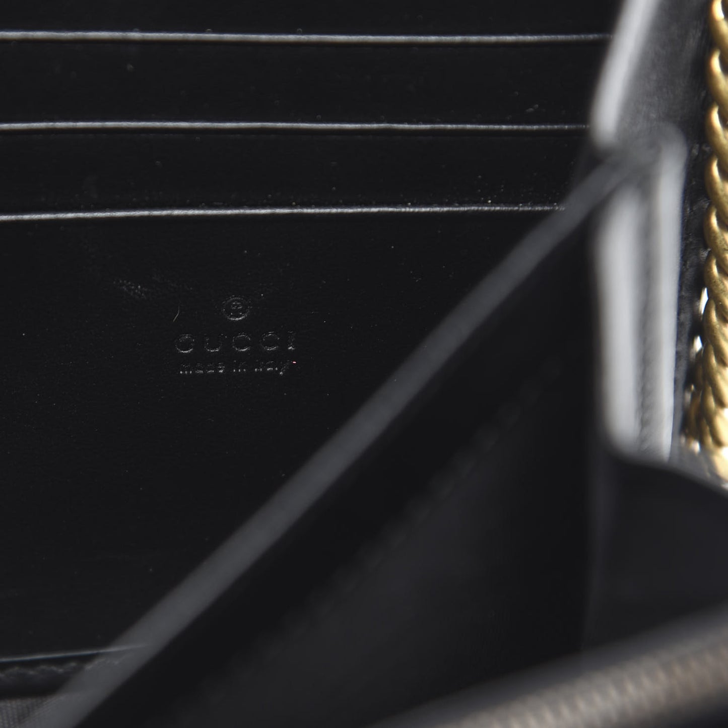 Calfskin Matelasse GG Marmont Chain Wallet Black