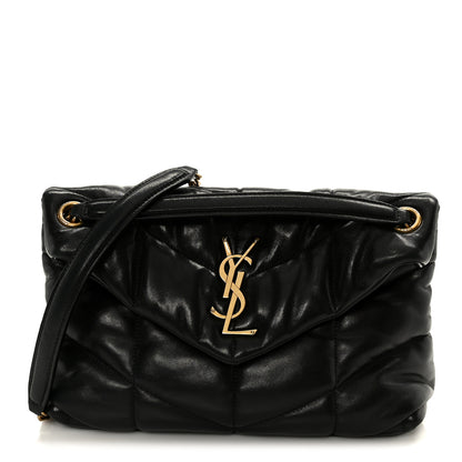 Saint Laurent Lambskin Quilted Small Loulou Puffer Monogram Chain Satchel Black 1 of 11