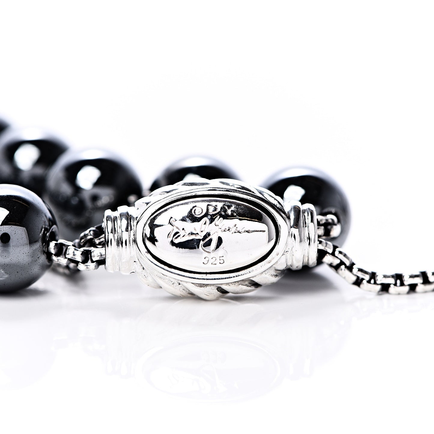 Sterling Silver Hematite 8mm Spiritual Beads Station Bracelet
