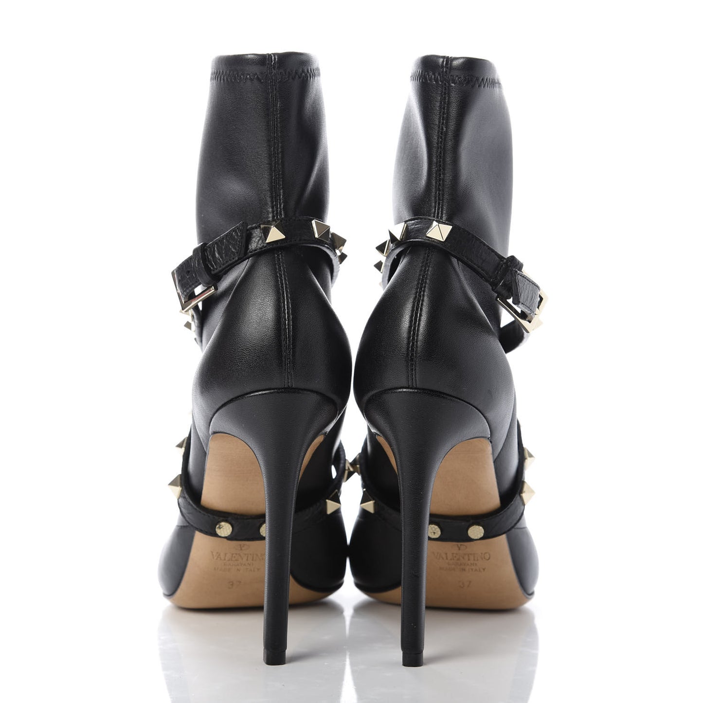 Calfskin Rockstud Ankle Boots 37 Black