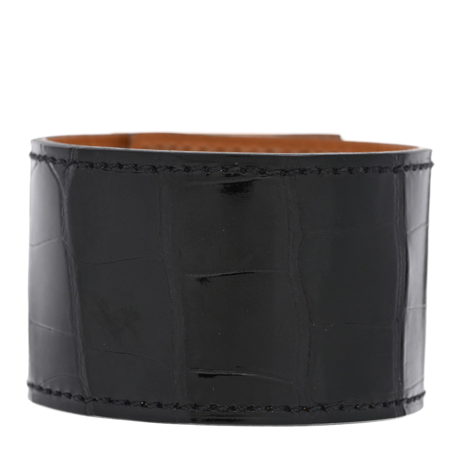 Hermes Shiny Alligator Kelly Dog Cuff T1 Black 3 of 5