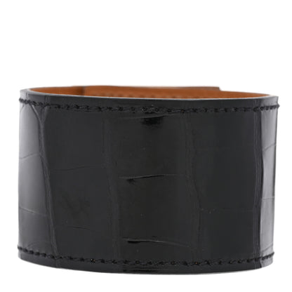 Hermes Shiny Alligator Kelly Dog Cuff T1 Black 3 of 5