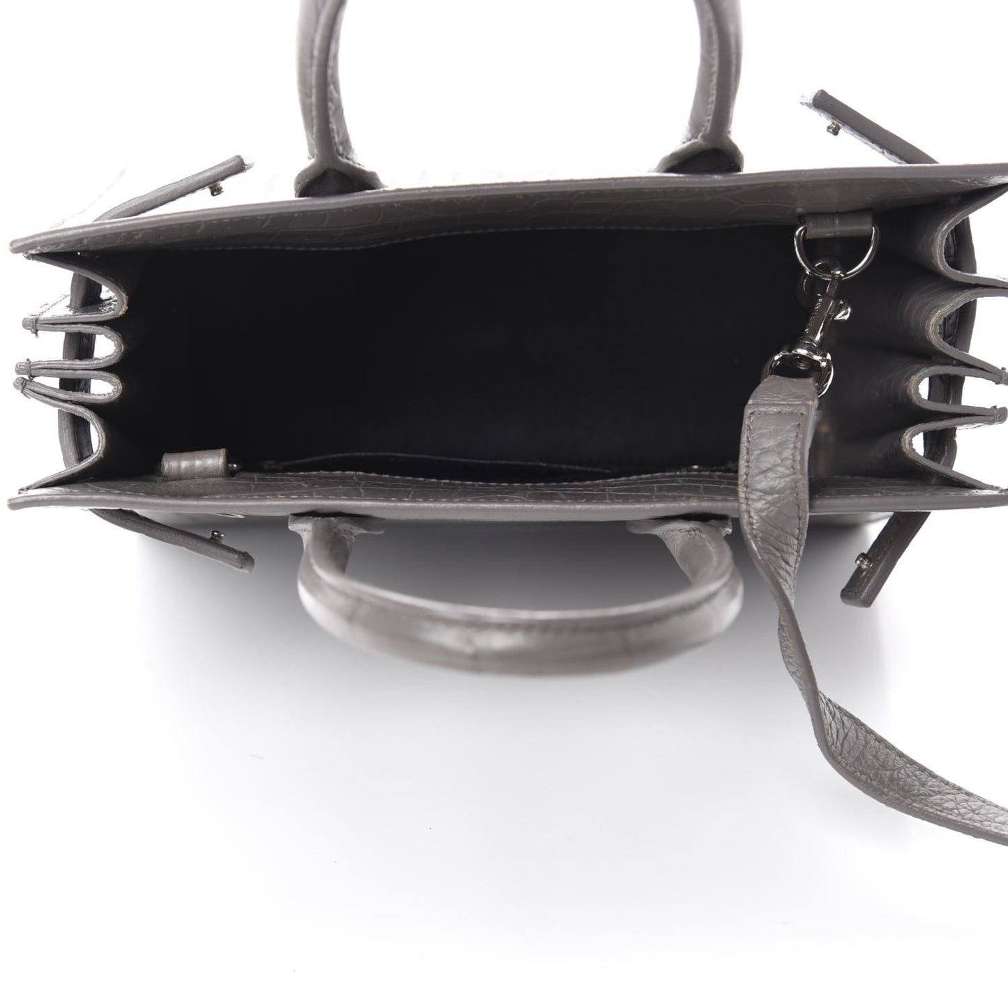 Calfskin Crocodile Embossed Nano Sac De Jour Fog