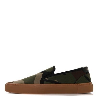 Saint Laurent Canvas Camouflage Mens Venice Slip-On Sneakers 45 Kaki 1 of 9