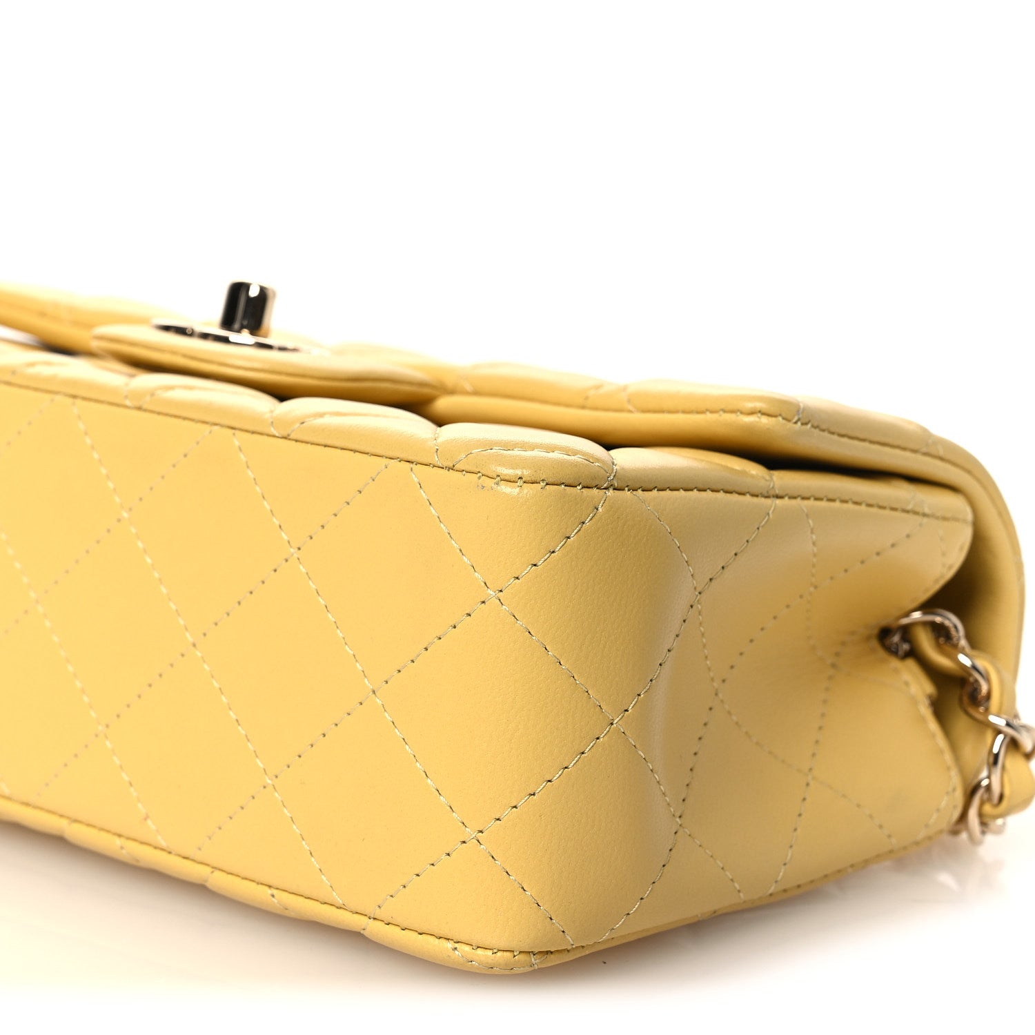 Chanel Lambskin Quilted Mini Rectangular Flap Yellow 10 of 10
