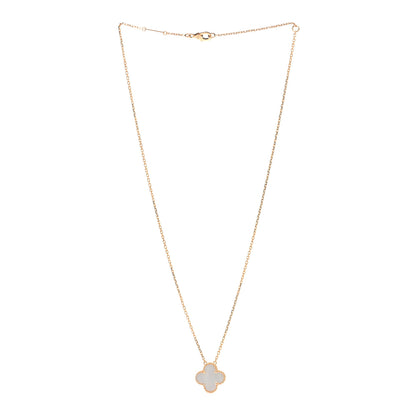 Van Cleef & Arpels 18K Yellow Gold Mother of Pearl Vintage Alhambra Pendant Necklace 2 of 6
