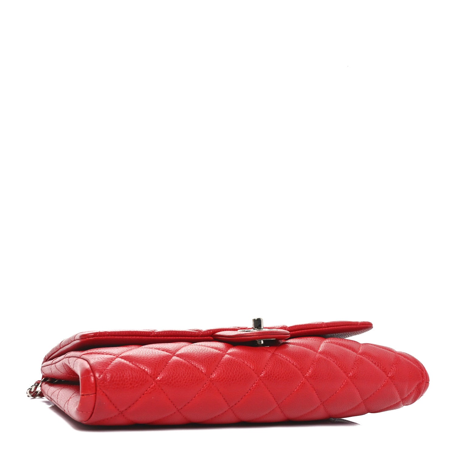 Chanel Caviar Quilted Clutch With Chain Flap Red 4 of 10
