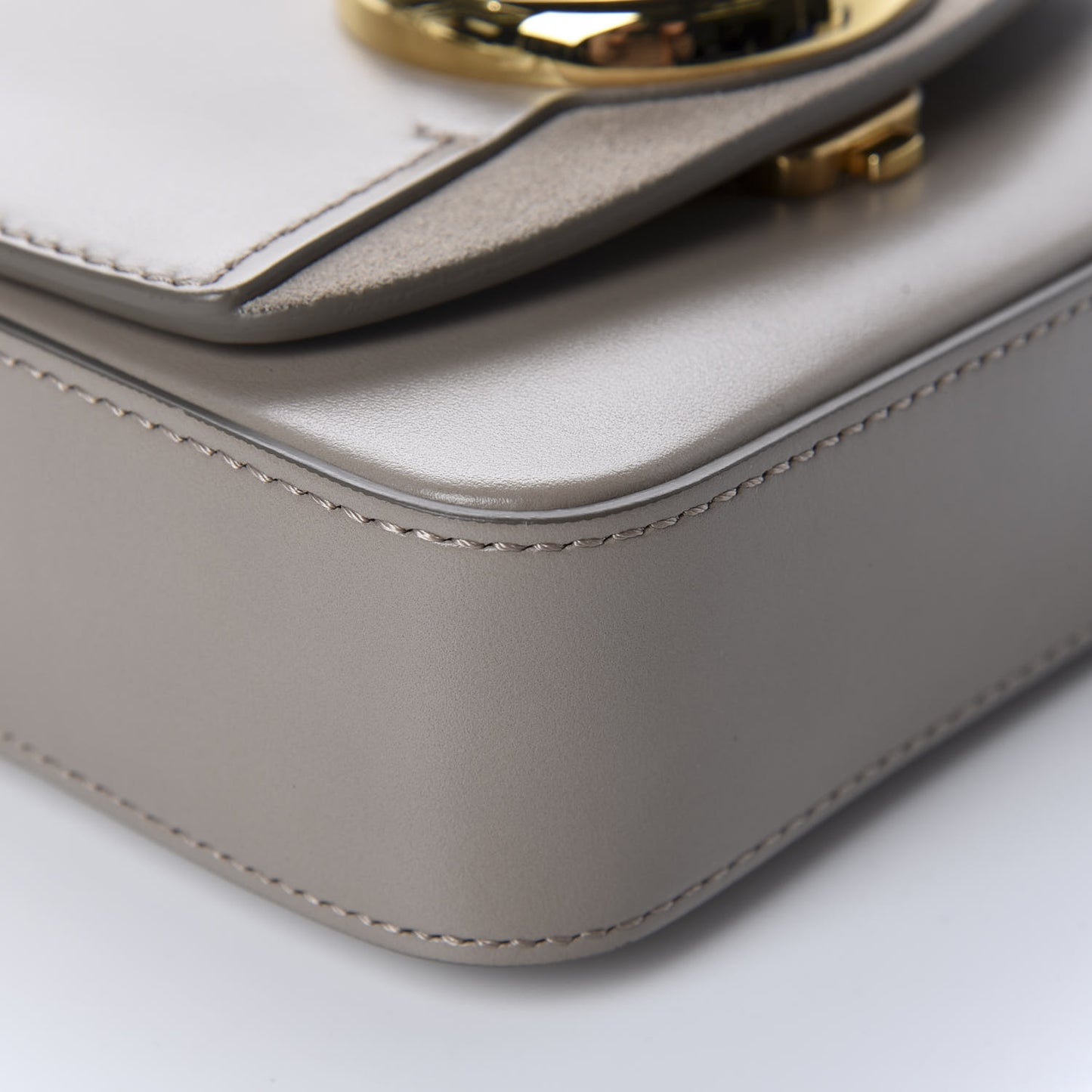 Shiny Calfskin Suede Mini C Double Carry Motty Grey