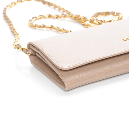 Prada Saffiano Metal Oro Chain Wallet Cammeo 10 of 11