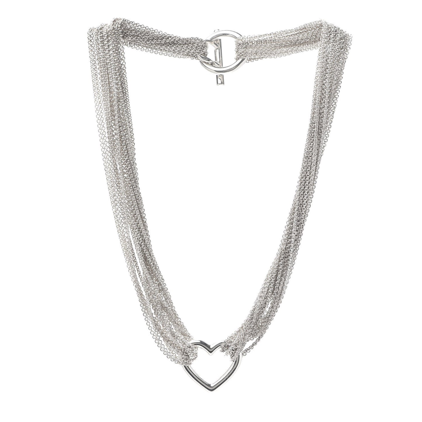 Sterling Silver Heart Multi Chain Toggle Necklace
