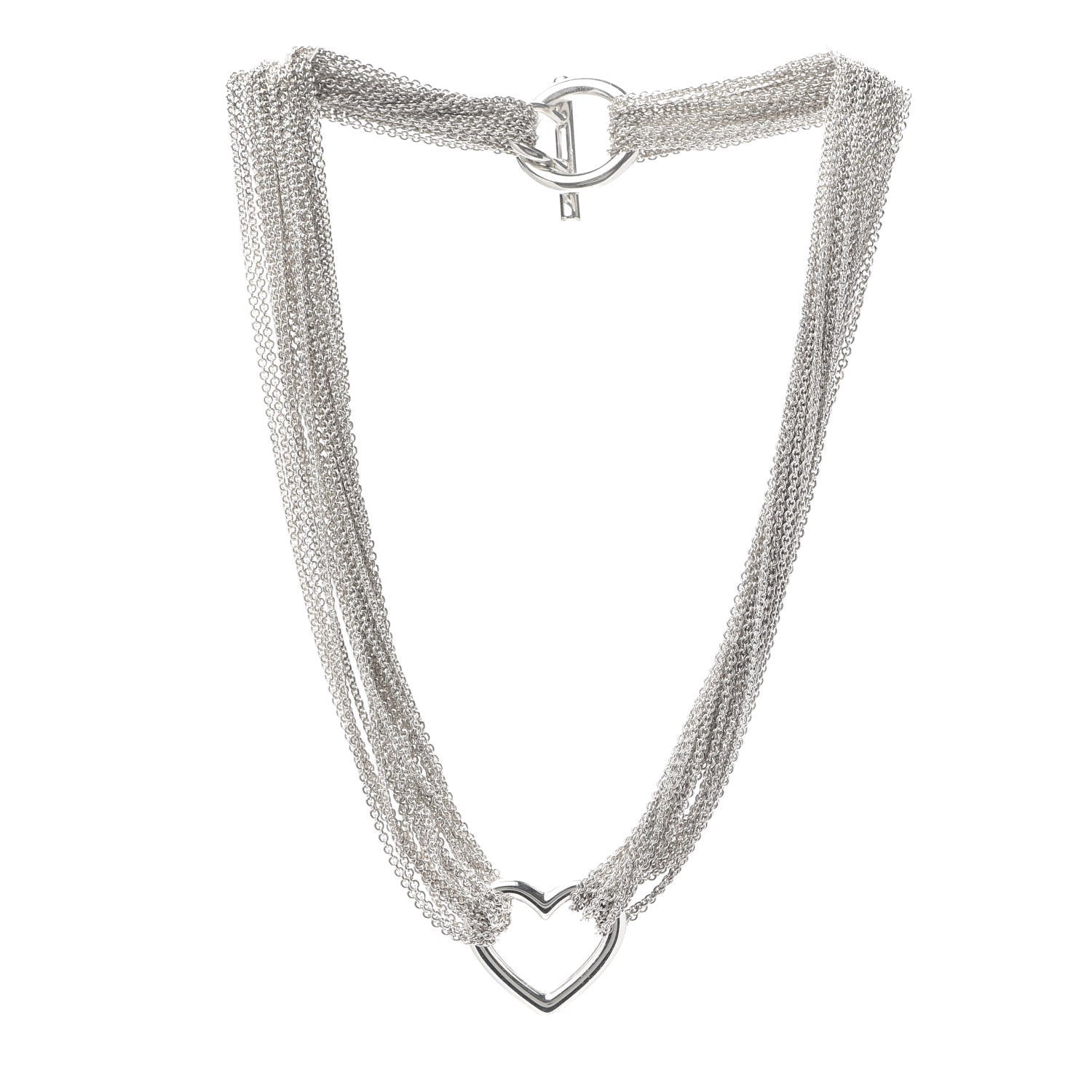 Tiffany Sterling Silver Heart Multi Chain Toggle Necklace 3 of 5