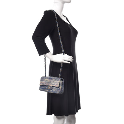 Chanel Denim Mini Rectangular Flap Bag Navy Yellow Purple Green 2 of 10