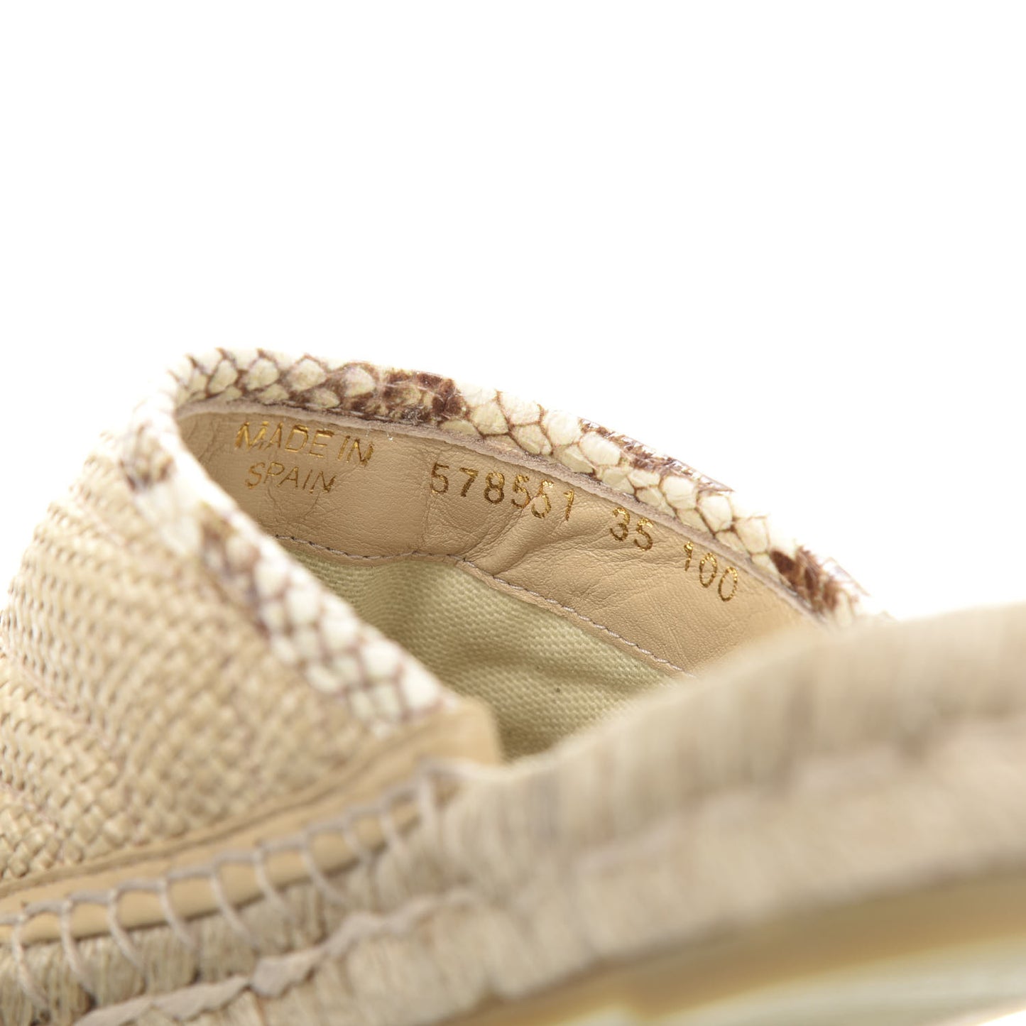 Straw Elaphe Matelasse GG Marmont Espadrille Slippers 35 Natural Cream Brown