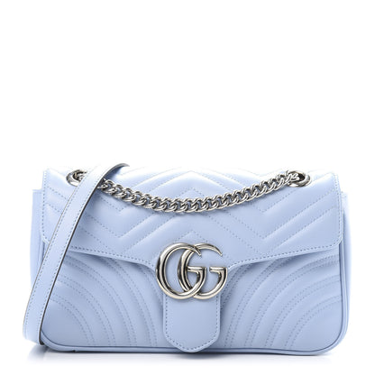 Gucci Calfskin Matelasse Small GG Marmont Shoulder Bag Porcelain Light Blue 1 of 11