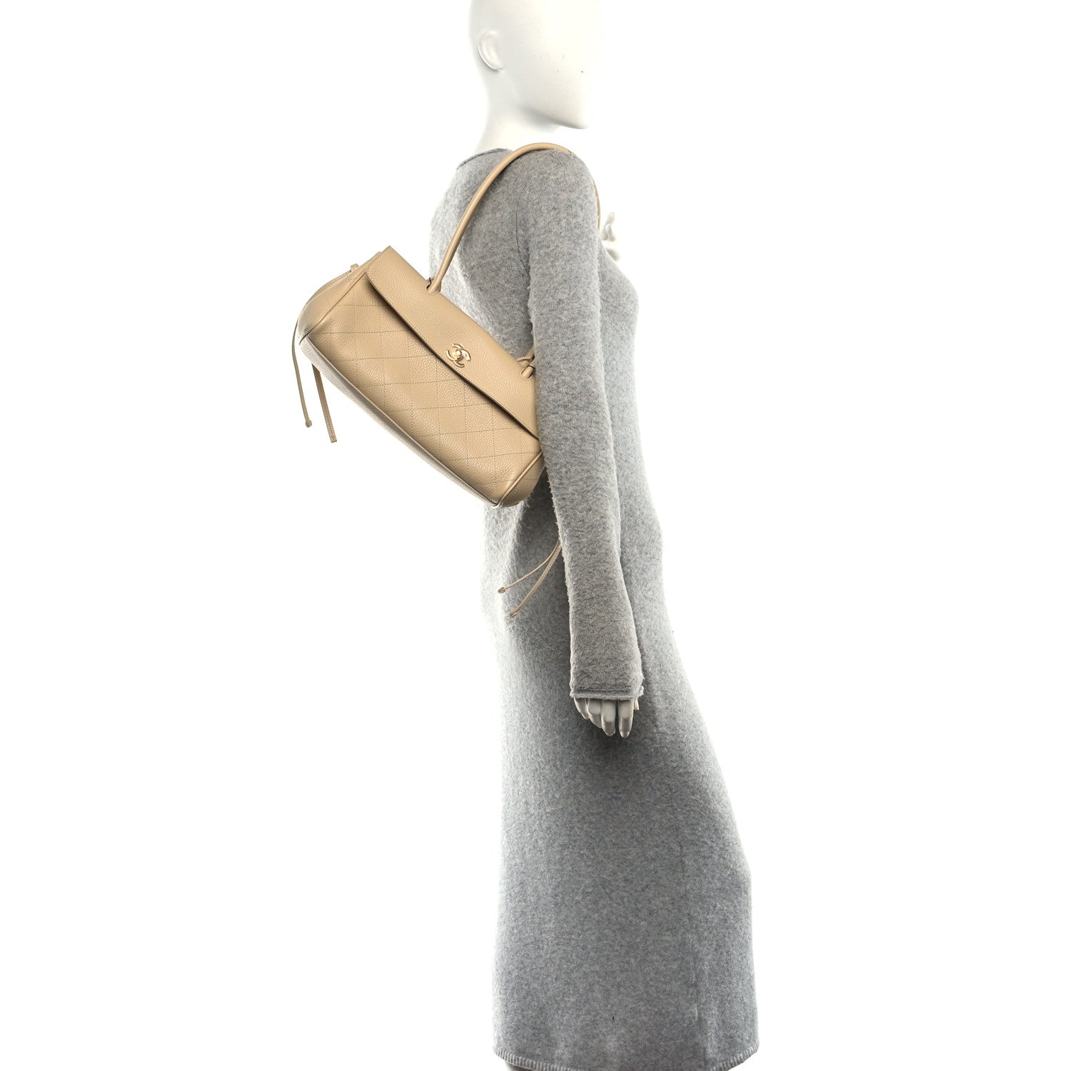 Chanel Grained Calfskin Stitched Urban Essentials Small Shopping Bag Beige 2 of 11