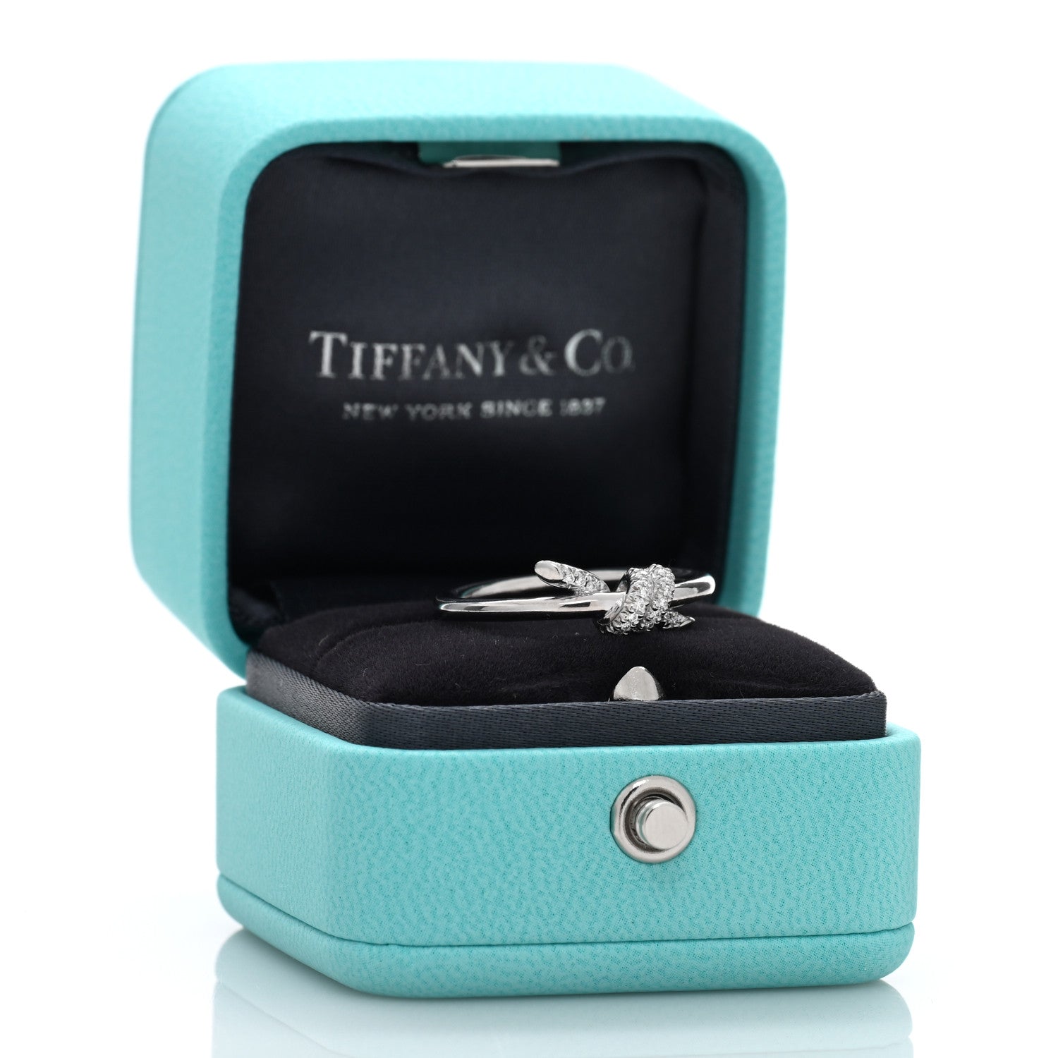 Tiffany 18K White Gold Diamond Small Knot Ring 54 6.75 3 of 5