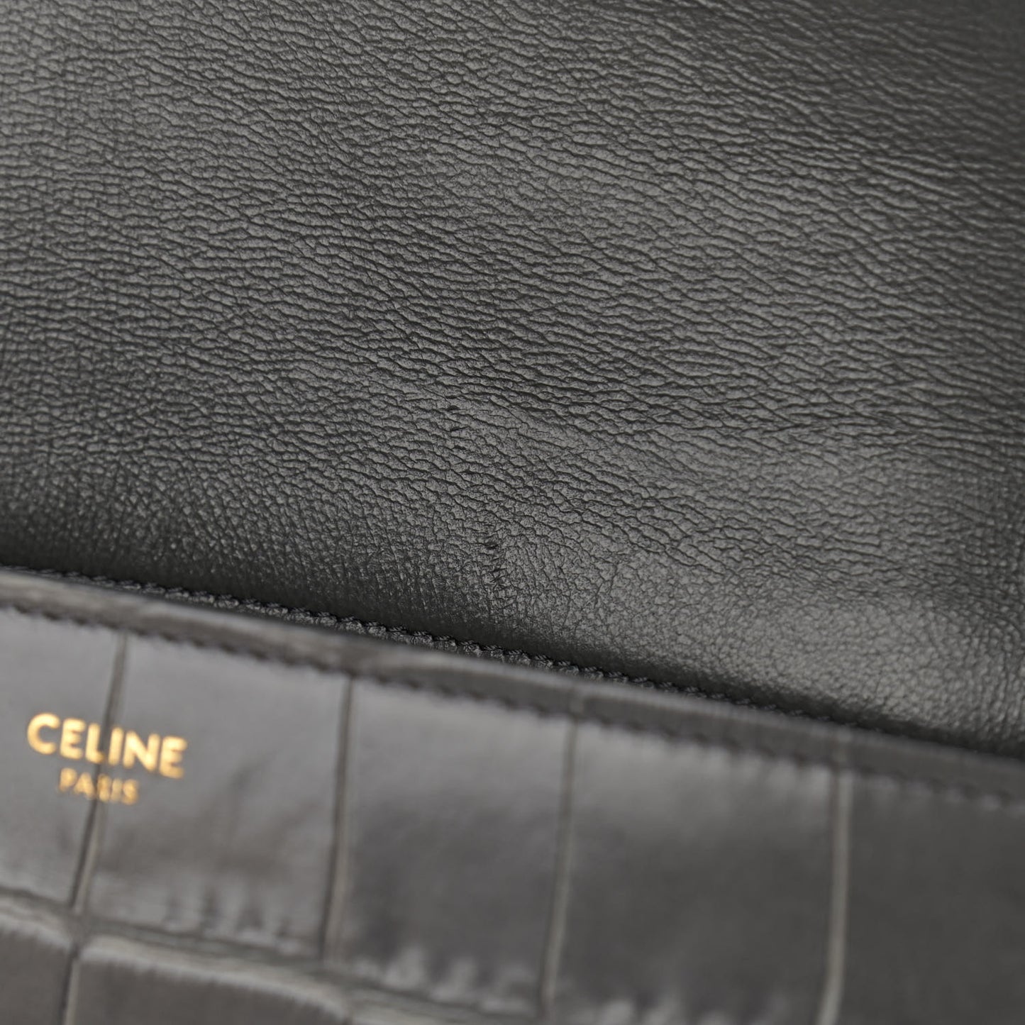 Calfskin Crocodile Embossed Medium Tassel Bag Anthracite