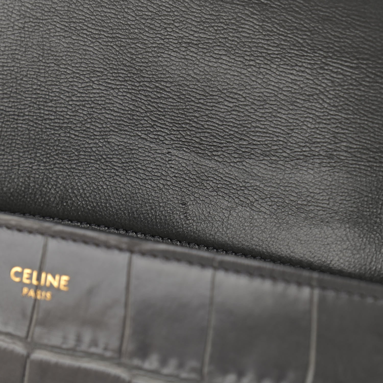 Celine Calfskin Crocodile Embossed Medium Tassel Bag Anthracite 12 of 12