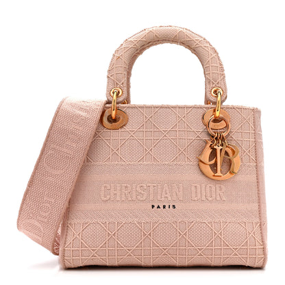 Christian Dior Canvas Embroidered Cannage Medium Lady D-Lite Bois de Rose 1 of 17
