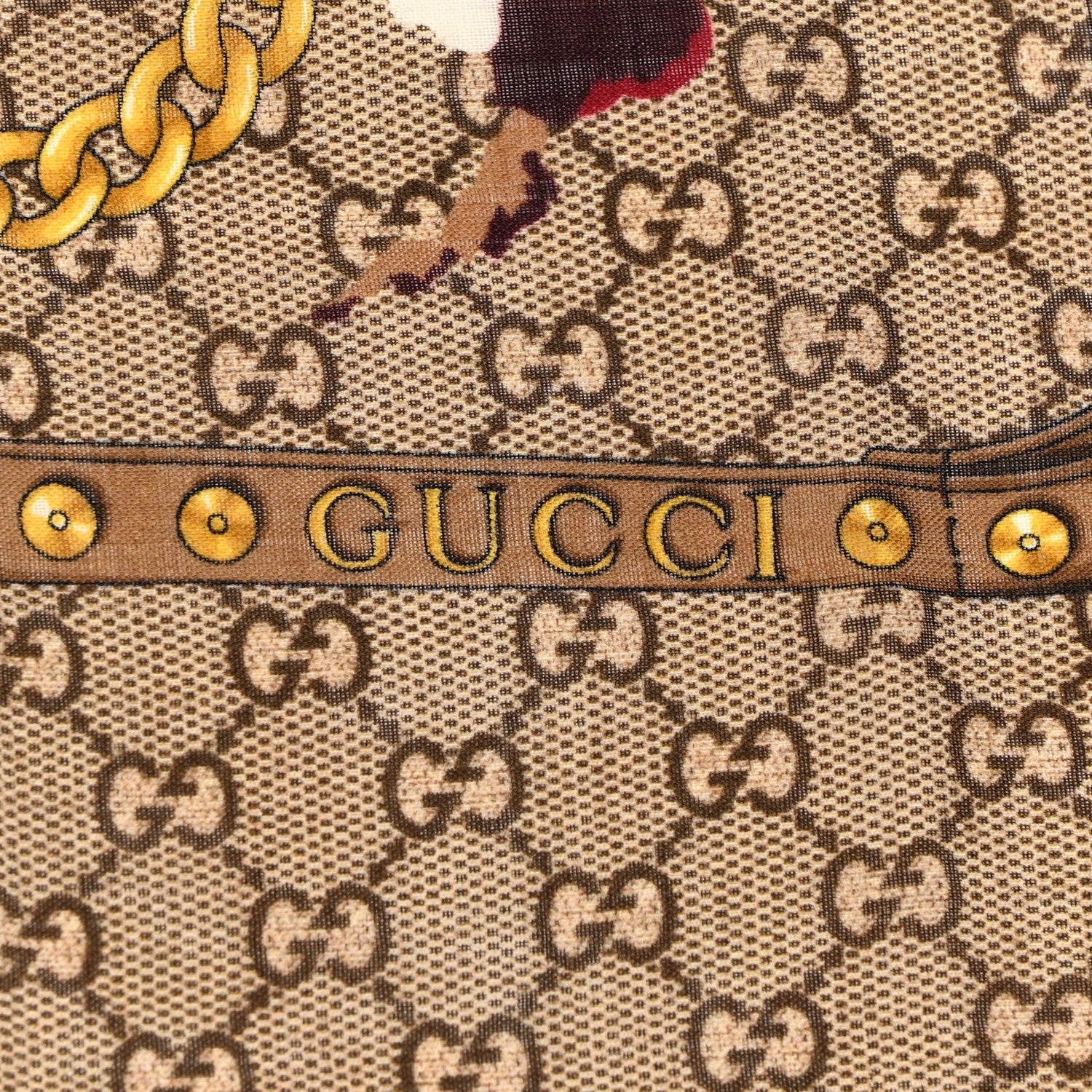 Gucci Wool Jacquard GG Monogram Big Panshie Fringe Shawl Dark Purple Beige 2 of 3